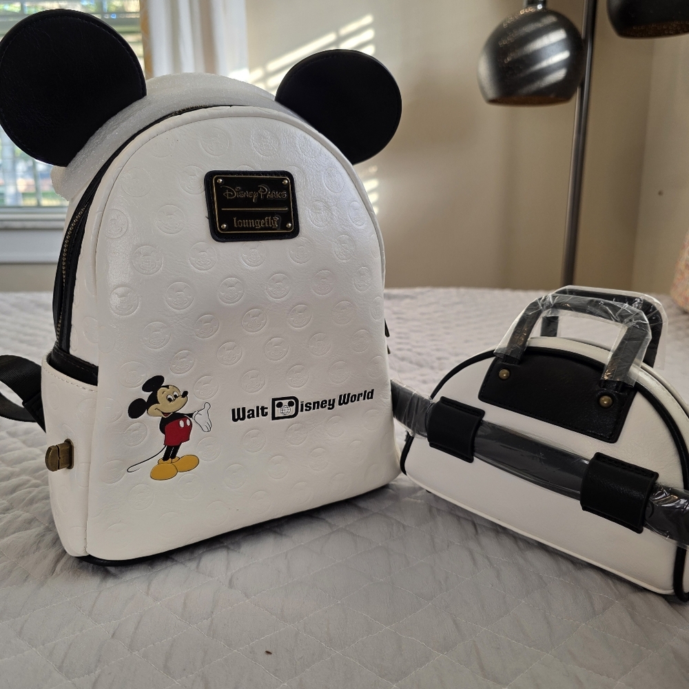 Disney White and Black Mickey Mouse Mini Backpack - Picture 5 of 8